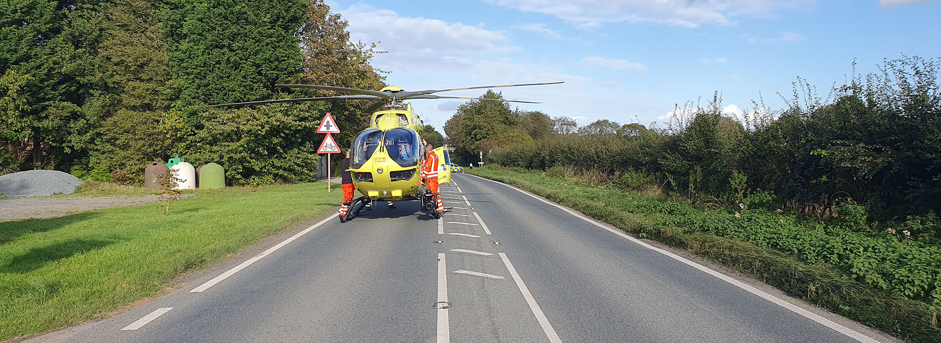 Helicopter in middle of road